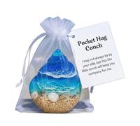 Pocket Sea Animal Hugs, Pocket Travel Turtle Hug Gift, Handmade Ocean Beach Animal Hug Token with Inspirational Card, Emotional Support Decor Gift for Ocean Lover (Conch)