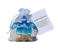 Pocket Sea Animal Hugs, Pocket Travel Turtle Hug Gift, Handmade Ocean Beach Animal Hug Token with Inspirational Card, Emotional Support Decor Gift for Ocean Lover (Turtle)