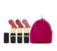 Pocket Semi-Matte Lipstick Buffet - Combo D | Set of 3 Mini Lipsticks | Soft-Matte Finish, Hydrating Formula | Bold & Everyday Shades | Travel-Friendly with Pouch | 1.5g Each