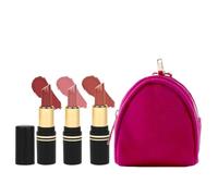Pocket Semi-Matte Lipstick Buffet - Combo E | Set of 3 Mini Lipsticks | Moisturizing, Soft-Matte Finish | Everyday Essentials for Indian Skin Tones | Travel Pouch Included | 1.5g Each