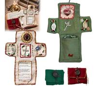 Pocket Shrine with Silver Cross Included Inside, 3pcs Sacred Keepsake Pocket Shrine, Handmade Prayer Quilt, Pocket Cross for Prayer, Mini Pocket Cross Shrine, Encouragement Christian Spiritual Gifts