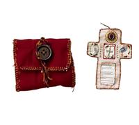 Pocket Shrine with Silver Cross Included Inside, Handmade Pocket Shrine Catholic,Mini Scripture Quilts Virgin Mary Slow Stitched, Encouragement Christian Spiritual Gifts for Church Friend Family