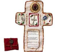 Pocket Shrine with Silver Cross Included Inside,Handmade Pocket Shrine Prayer Quilt with Cross Inside,Mini Scripture Quilts,Pocket Cross for Prayer,A Sacred Companion of Faith (1 Pcs)