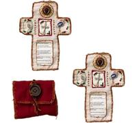 Pocket Shrine with Silver Cross Included Inside, Pocket Shrine Catholic Fabric, Handmade Embroidered Pockets Shrine for Prayer, Pockets Cross for Prayer, Christian Gift for Prayer (2pcs)