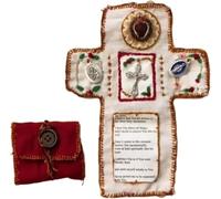 Pocket Shrine with Silver Cross Included Inside, Pocket Shrine Catholic Fabric, Handmade Embroidered Pockets Shrine for Prayer, Pockets Cross for Prayer, Christian Gift for Prayer (1pcs)
