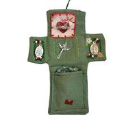 Pocket Shrine With Silver Cross Included Inside, Pocket Shrine Catholic, Sacred Portable Pocket Shrine, Handmade Pocket Prayer Quilt With Cross Inside, Encouragement Christian Gifts (style2)