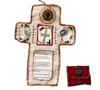 Pocket Shrine with Silver Cross Included Inside, Protable Handmade Prayer Quilt, Mini Scripture Quilts Virgin Mary Slow Stitched, Encouragement Christian Spiritual Gifts for Church Friend Family