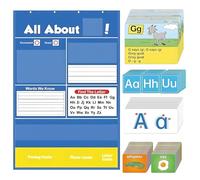 Pocket Size Alphabet Wall Chart - 50cm Letter Organizer Classroom Display Tool Learning Aid | Homeschool Learning Materials for Kids Teens Girls Child