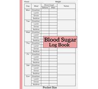 Pocket Size Blood Sugar Log Book: 2 Year Daily and Weekly Log for Diabetics, 4 Time Before-After (Breakfast, Lunch, Dinner, Bedtime)