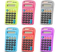 Pocket Size Calculator 8 Digit, Dual Power, Large LCD Display, School Student Desktop Accounting Office Calculators (Pack of 6) - by Emraw