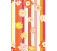 Pocket size Notebook 4" x 6" |120 Pages| Groovy Vintage Daisy Stripe Design | Also Available in A4 and A5 Size | Fun & Colorful Journal for Writing or School| Retro Floral Stationery