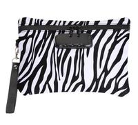 Pocket Size Striped Pouch Bag with Zipper and Lock for Valuables(Black)
