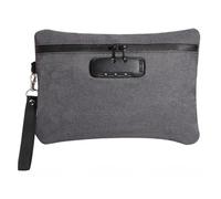 Pocket Size Striped Pouch Bag with Zipper and Lock for Valuables(Dark Grey)