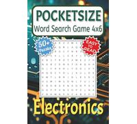 Pocket Size Word Search Game 4x6 Electronics: Easy, Mini, Small Travel Compact Size, about Electronics for Adults, Seniors & Teens | 4x6 inches, 110 ... Gift for Vacations, Holidays and Free Times