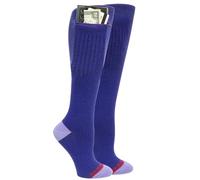 Pocket Socks Compression Socks - Over the Calf Anti pickpocket Zipper Socks w/Pockets - 9mmHg - 12mmHg Light Compression, Purple With Lavender Grey, Small