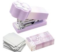 Pocket Stapler - Tiny Binding Machine, Cartoon Claw Fastening Tool | Lightweight Hand Press Paper Joiner with 2-15 Page Support, Small Cute Supply for School Learner Backpack Desk Holiday Present