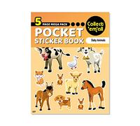 Pocket Sticker Book (5 Pages) - 64 MEGA Packs to Collect Coloured Stickers for Kids - Baby Animals