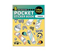 Pocket Sticker Book (5 Pages) - 64 MEGA Packs to Collect Coloured Stickers for Kids - Skateboards