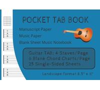 Pocket TAB Book for Guitar | Manuscript Paper | Staff Paper | 25 Single-Sided Sheets: 8.5" x 6" (Landscape Format) (Savage Manuscript/Staff Books)