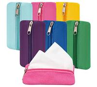 Pocket Tissue Holder, 6 Packs Tissue Holder for Purse, Reusable Travel Tissue Pouch, Fabric Purse Zipper Enclosed Tissue Packs for Coins Tissue Cards, 5.1 x 3.1 Inches