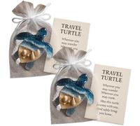 Pocket Travel Turtle Hug Gift, Mini Sea Turtle Pocket Hug Token Beach-Themed Keepsake with an Included Motivational Card, Symbol of Encouragement, Motivation and Positivity, Pocket Hug Gift (2PCs)