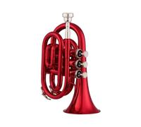 Pocket Trumpet Bb Flat Brass Material Wind Instrument With Mouthpiece Accessories Carrying Case (Color : Crimson)
