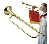 Pocket Trumpet - Large-Caliber Design Trumpet Instrument | Easy-To-Play Design Gold Plated Brass Cavalry Bugle Horn | Trumpet Bugle for Marching Band, Orchestral Performance