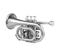 Pocket Trumpet, Mini Size Design B Flat Pocket Trumpet Standard Bb with Excellent Tone for Students, Beginners, Professional Players