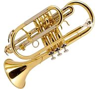 Pocket Trumpet, Professional mini trumpet B-flat Lacquer Gold Pocket Trumpet Fluger Brass Music Beginner Grade Examination Playing Trumpet