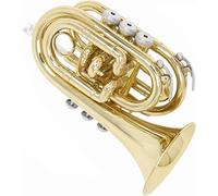 Pocket Trumpet, Professional mini trumpet B-flat Palm Trumpet Golden Mini Pocket Trumpet Beginner Professional Playing Test Grade Brass Instrument