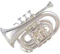 Pocket Trumpet, Professional mini trumpet B-flat Silver-plated Palm Number White Copper Piston Wind Instrument Beginner Students Use
