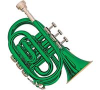 Pocket Trumpet, Professional mini trumpet Green Color Pocket Trumpet Brass Body Cupronickel Valves Tone Bb Brass Instrument