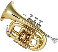 Pocket Trumpet, Professional mini trumpet Mini Pocket Trumpet Bb Flat Brass Wind Instrument With Mouthpiece Gloves Cleaning Cloth Carrying Case