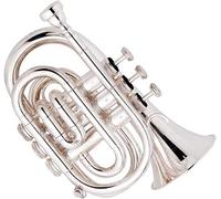 Pocket Trumpet, Professional mini trumpet Professional Silver plated Pocket Trumpet Tone Bb brass Instrument suitable for beginners