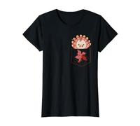 Pocket Turkey Pilgrim Funny Thanksgiving Day Fall Autumn Value Graphic T-Shirt, Women, Black, XS