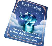 Pocket Turtle, Pocket Hug Animal Elephant Frog Penguin Polar Bear- Mini Resin Figurine with Encouragement Card, Animal Gift for Friends, Family, Students (9x6cm, Turtle Design) (Elephant)