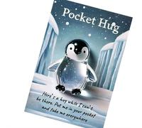 Pocket Turtle, Pocket Hug Animal Elephant Frog Penguin Polar Bear- Mini Resin Figurine with Encouragement Card, Animal Gift for Friends, Family, Students (9x6cm, Turtle Design) (Penguin)