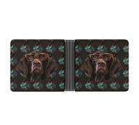 Pocket Wallet, German Shorthaired Pointer In Glasses Printed Multifunctional Wallet,simple Travel Wallet,unisex Wallet, black, One Size, Contemporary