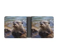Pocket Wallet, Otter Playing In The Water Printed Multifunctional Wallet,simple Travel Wallet,unisex Wallet, black, One Size, Contemporary