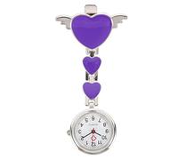 Pocket Watch Clip On: Fob Watch Purple Heart Clip on Hanging Watch Alarm Quartz Watch for Paramedic Doctor Students with Battery