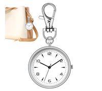 Pocket Watch Clip, Round Key Chain Timepiece for Men and Women, Silent Travel Clock with Backpack Hook, Portable Quiet Watch for School, Office, Outdoor, Home Use, 3.23x1.57 Inches
