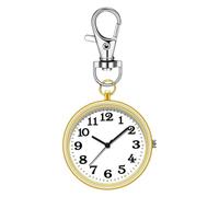 Pocket Watch Clip | Round Keychain Clock | Elegant Watch Pendant | 8.2 x 4 x 0.7 cm, Waterproof Buckling Design, Small and Portable for Everyday Life, Travel, gold, Se référer au descriptif