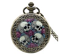 Pocket Watch Colorful Punk Painting Cover Slim Necklace Monster Pendant Deco Clock Boys Girls P1410