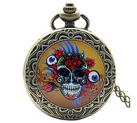 Pocket Watch Colorful Punk Painting Cover Slim Necklace Monster Pendant Deco Clock Boys Girls P1411