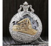 Pocket Watch Cool Hollow Silver Golden Locomotive Quartz Design Pocket Watch with Necklace Chain Gift to Women Mem Gift for Birthday Christmas Fathers Day
