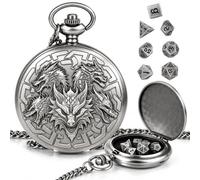 Pocket Watch Cube Box with Mini Polyhedral Dice Dragon Storage Box B | Polyhedral Metal Dice Set for Role Play Games Dungeons and Dragons, Compact Portable Dice Set for Travel Party Camping