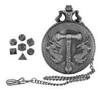 Pocket Watch Dice Antique Watch Dice Steampunk Watch Tariff Set | Vintage Engraved Retro Stopwatch Dice Metal Role Play Dice Themed Game Accessory, Silver, Se référer au descriptif, Refer to