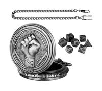 Pocket Watch Dice Case Pocket Watch Dice Pocket Watch Case with Chain Fist Pattern | Vintage Pocket Watch Accessories Pocket Watch Case for Women Men, Silver, Se référer au descriptif, Refer to