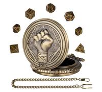 Pocket Watch Dice Holder, Metal Dice Case | Fist Pattern Pendant Table Game Toy - Role Playing Game Accessories, Vintage Pocket Watch Accessories for RP, Bronze, Se référer au descriptif, Refer to