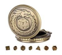 Pocket Watch Dice - Polyhedral Dice Games, Pocket Watch Case Box | Metal Polyhedral Dice With Pocket Watch Case, Portable Dice, Multicore Board Game Accessories, Bronze, Se référer au descriptif